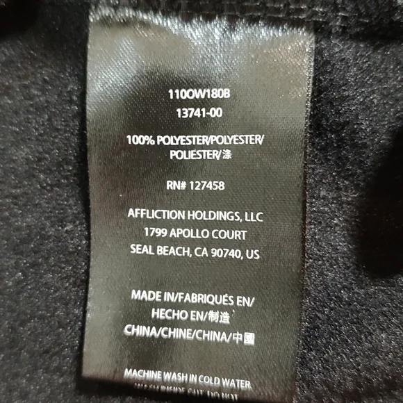 Men's M Affliction Embroidered Jacket 100% Polyester Black White - Picture 6 of 6